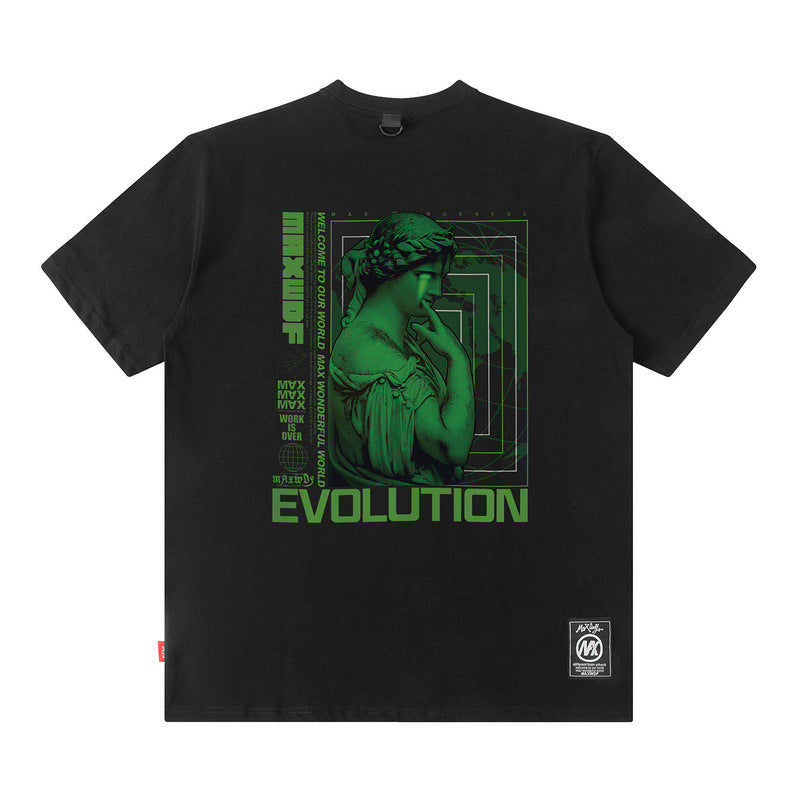 Men T Shirt Printed Short-Sleeved T-shirt Boys Casual Loose
