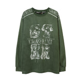 Men Long Sleeve Shirt Letter Printed round Neck Long Sleeve T-shirt Men Loose All-Matching Top