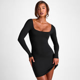 Woman Dresses Women's Winter Long Sleeve Backless Jumpsuit Skirt