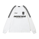Men Long Sleeve Shirt Retro Long Sleeve T-shirt Men and Women College Style Retro Sports