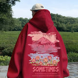 Men Hoodie Hiphop Printed Sweater Men's Spring and Autumn Retro Hooded Coat
