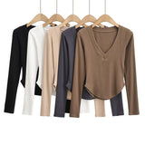 Women T-Shirt Spring and Autumn Curved Long-Sleeved T-shirt