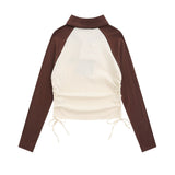 Women Long Sleeve T-Shirt Long Sleeve T-shirt Half Zipper Sleeve Women's Short