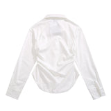 Women Long Sleeve Shirt White Shirt for Girls Spring and Autumn Casual Polo Collar Embroidered Shirt