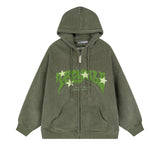 Men Hoodie Hooded Cardigan Sweater Men's Spring and Autumn Letter Towel