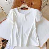 Women T-Shirt Slim Fit Summer Short Sleeve Bottoming Shirt Top