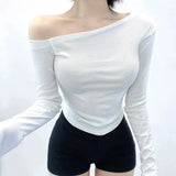 Women Long Sleeve Shirt Diagonal Collar Long Sleeve Spring and Autumn