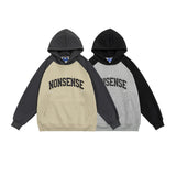 Unisex Hoodie Vintage Raglan Sleeve Loose Hooded Sweater Men's Fashion Brand