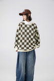 Unisex Sweater Autumn Hollow out Stitching Plaid Sweater