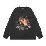 Men Long Sleeve Shirt Printed Washed Long Sleeve Bottoming T-shirt for Men and Women