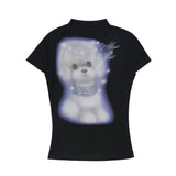 Women T-shirt Printed Short-Sleeved T-shirt Casual Slim-Fit Figure Flattering Top