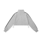 Women Hoodie Short Sweater Spring and Autumn Striped Stitching
