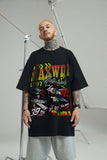 Men's T Shirt Retro Racing Short Sleeve Men's and Women's Hiphop Loose T-shirt