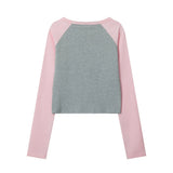 Women Long Sleeve T-Shirt Long Sleeve T-shirt for Girls Fall Color-Blocking Casual Short