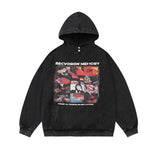 Men Hoodie Printed Sweater Men's Loose Washed-out Distressed Long Sleeve