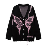 Men Long Sleeve Shirt Gothic Vintage Knitted Jacket Men's and Women's Couple Sweater Cardigan