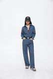 Unisex Pants Autumn Retro Denim Jumpsuit
