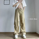 Men Sweatpants Casual Pants Men's Summer Retro Loose Wide Leg Straight