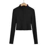Women T-shirt Autumn and Winter Long Sleeves Knitted Top Women's T-shirt Solid Color Bottoming Shirt