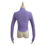 Women T-Shirt Slim Fit Turtleneck Ins Style Autumn Short Elastic Top for Women