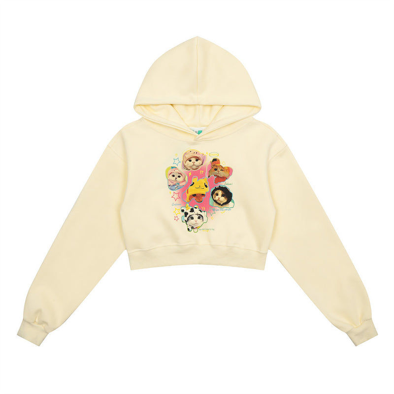 Women Hoodie Printed Cropped Hoodie Spring and Autumn Clothes for Women