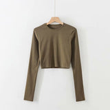 Women Skirt Crew Neck Slim-Fit Short Long Sleeve T-shirt Spring and Summer Suit