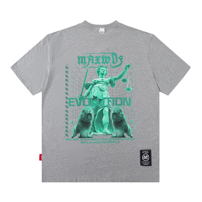 Men T Shirt Couple Summer Short Sleeve Loose Retro Angel Print T-shirt