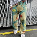 Men Pant Printed Loose Trousers Casual Trousers