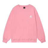 Men Hoodie Pentagram Puff Print round Neck Loose Sweatshirt