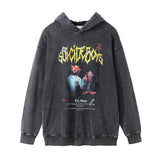 Men Hoodie Printed Washed and Worn Hooded Sweaters Menswear