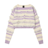 Women Sweater Knitted Cardigan Hanging Color Matching Cropped Sweater Coat