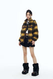 Unisex Jacket Autumn Retro Contrast Color Plaid Coat Women's Clothing