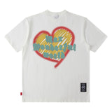 Men T Shirt T Fashion Brand Heart Printing T-shirt Men and Women Couple Loose