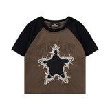 Women T-shirt Short-Sleeved T-shirt Girls' Summer round Neck with Exposed Navel