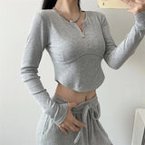 Women T-shirt Skinny Short Sports Top Long Sleeve Yoga Wear Women