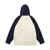 Men Hoodie Printed Pullover Hooded Sweater Men's Stitching Raglan Sleeve Sports Hoodie
