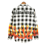 Palm Angle Sweatshirt Palm Angels Flame Letter Print Plaid Long Sleeve Shirt Men's and Women's Coats