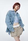 Unisex Jacket Autumn Washed Buckle Denim Coat Women's Clothing