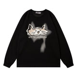 Men Hoodie Cartoon Animal Paste Cloth Embroidery round Neck Sweater