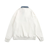 Men Hoodie Denim Hoodie Men's Loose Street Letter Long Sleeve Polo Shirt
