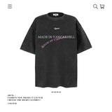 American vintage street T-shirt pure cotton retro washed men and women summer loose