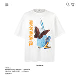 American vintage street T-shirt cotton men's summer loose