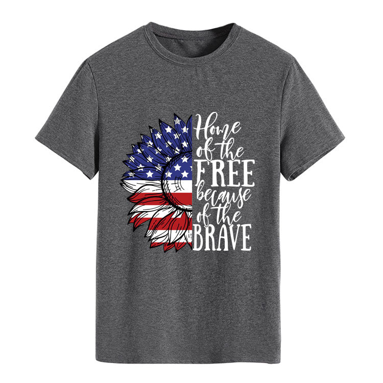 Women Independence Day T Shirt round Neck Loose Printed Short Sleeve T-shirt