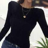 Women's Long Sleeve Shirt round Neck Bottoming Shirt