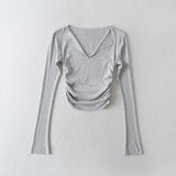 Women T-Shirt Women's Sexy Long Sleeve T-shirt Flare Sleeve Underwear Blouse Top