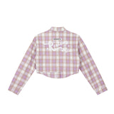 Men Long Sleeved T Shirt Plaid Letters Embroidered Shirt Coat Ins Leisure Cargo