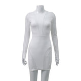 Women Desses Stitching Long Sleeve Skinny Sheath Dress Women