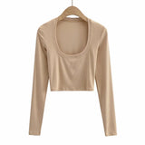 Women T-Shirt Slimming Long-Sleeved Bottoming Shirt Women's Slimming Top