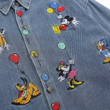 Men Long Sleeved T Shirt Embroidered Mickey Donald Duck Long Sleeve Shirt Men's Ins Trendy Denim Jacket