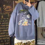 Men Hoodie Sweater Men's Loose Printed Casual Korean Style Autumn Crew Neck Long Sleeve